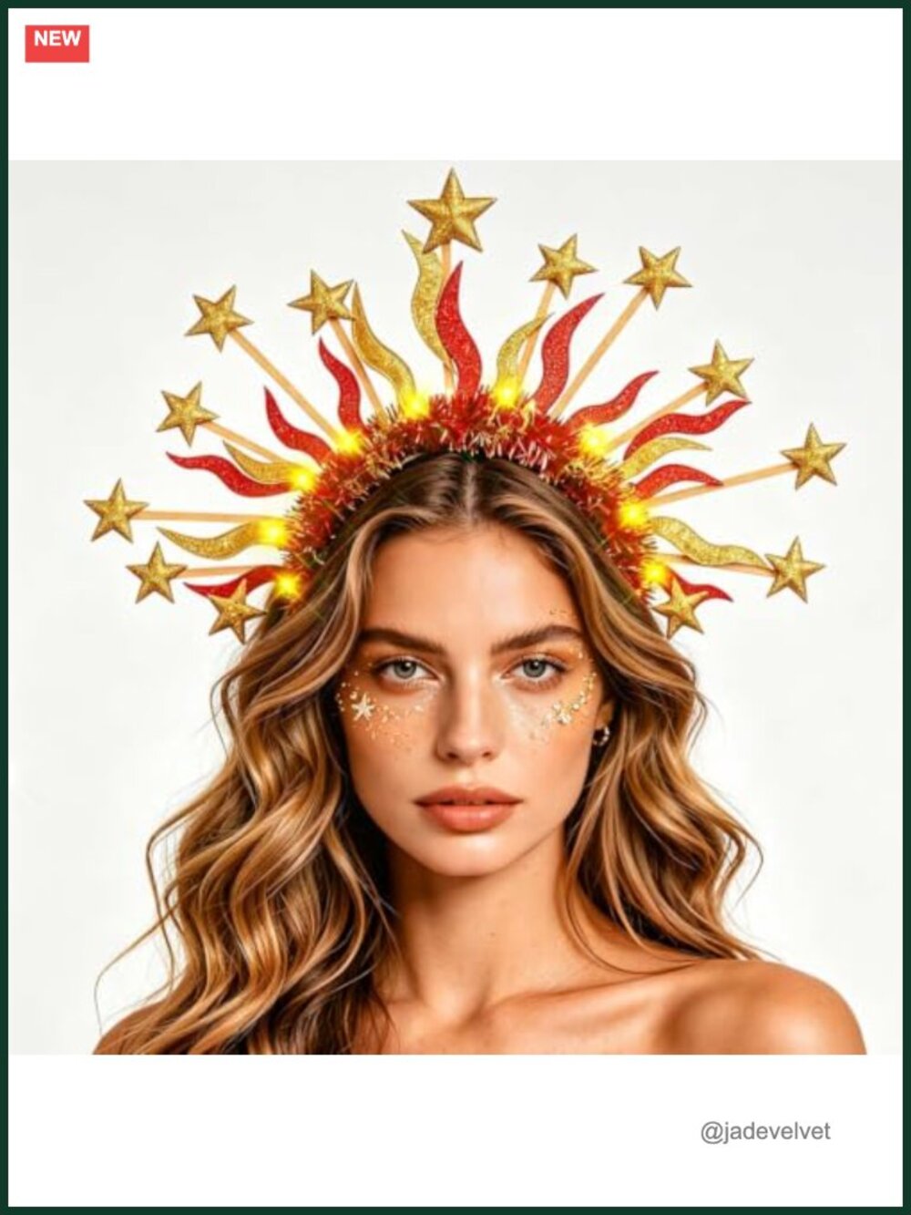 LED Light Up Sun Goddess Headband Glowing Flame Hair Band Cosplay Party